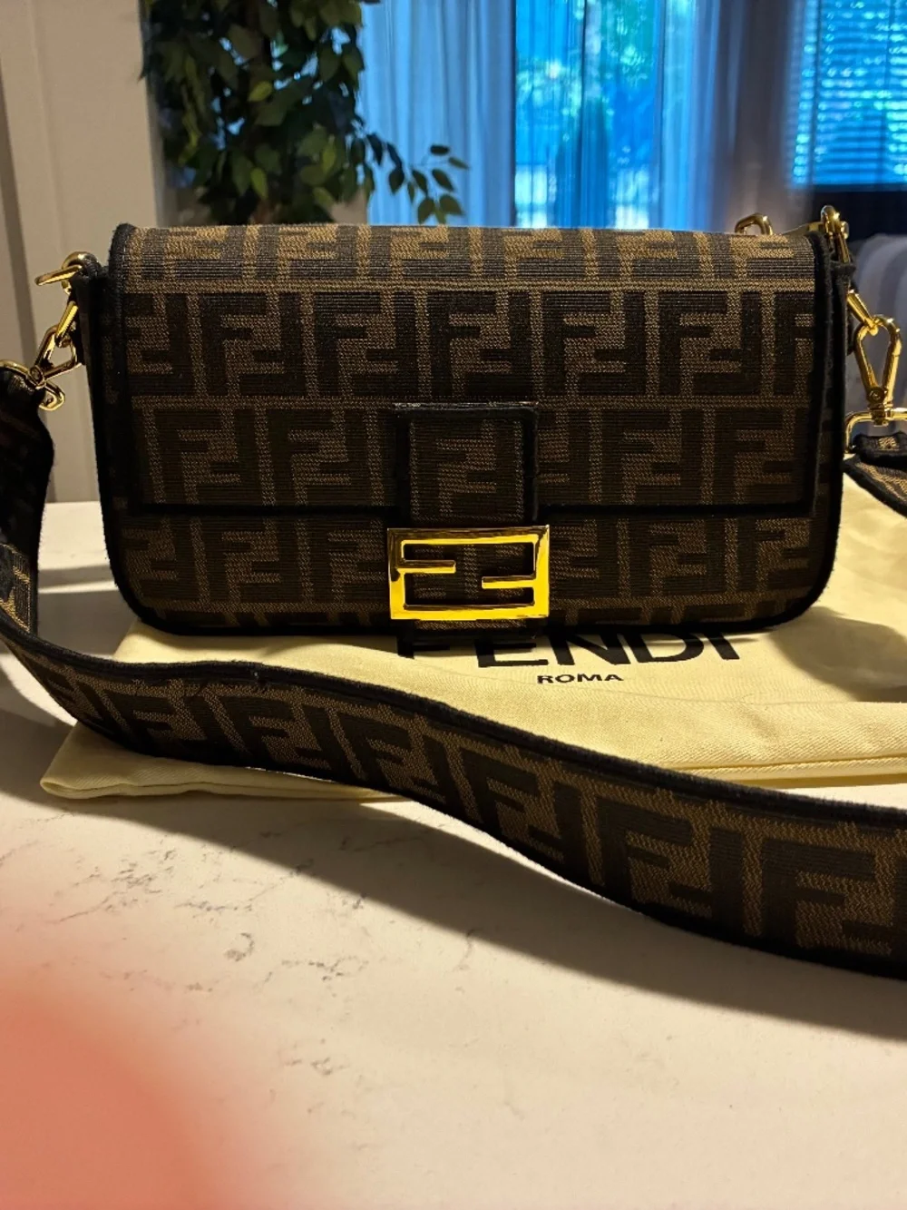 Fendi Baguette Tobacco Brown Jacquard Bag - Picture 1 of 11